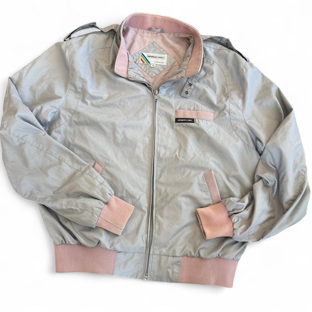 Members only vintage grey bomber jacket men's xl